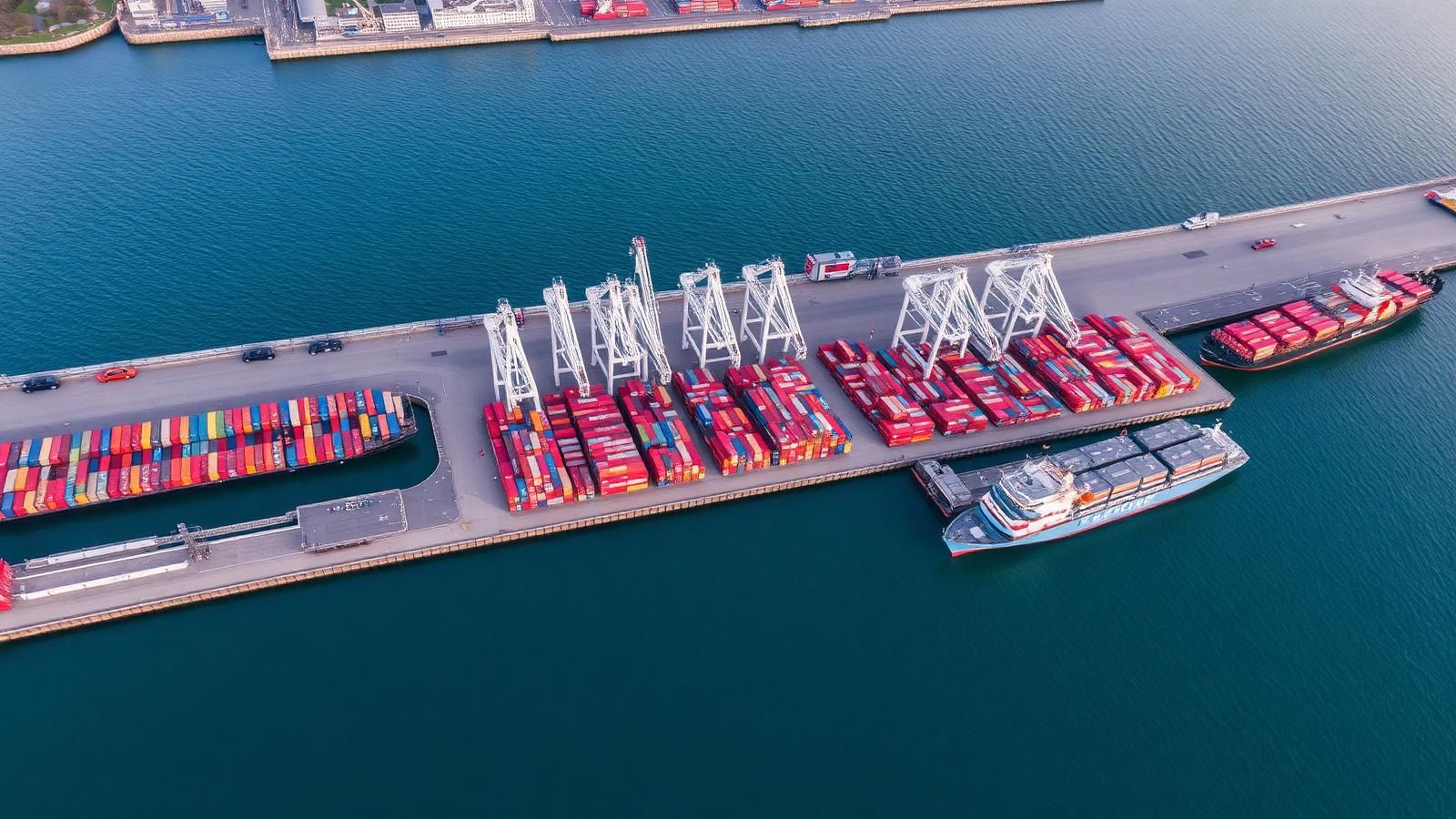 Aerial view of Le Havre commercial port